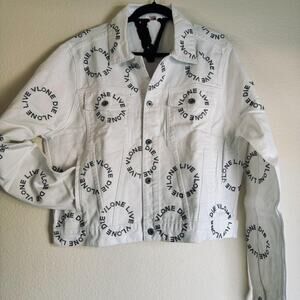 Unreleased NWT in bag Vlone Rhinestone Denim Jacket LARGE
